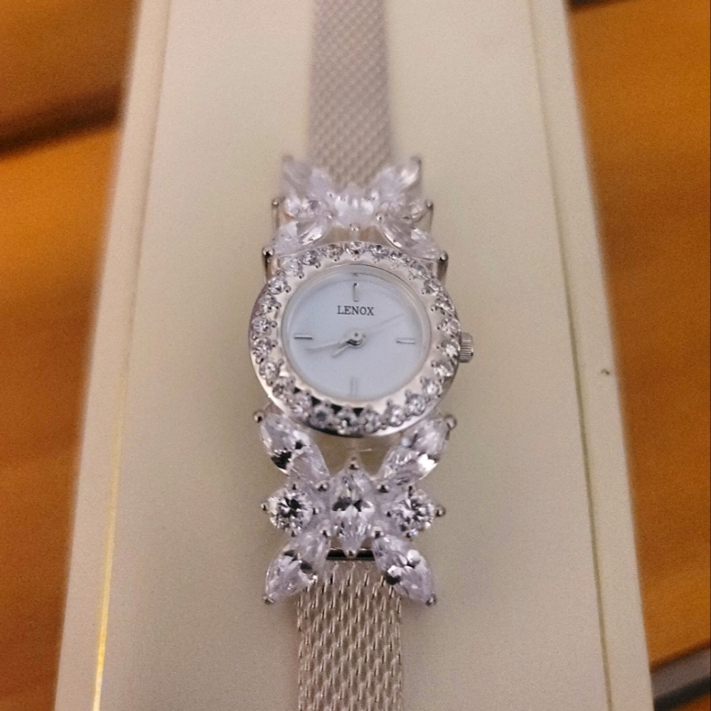 Lenox Sterling Silver crystal butterfly watch IOB